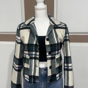 Zara Plaid Button-Up Jacket